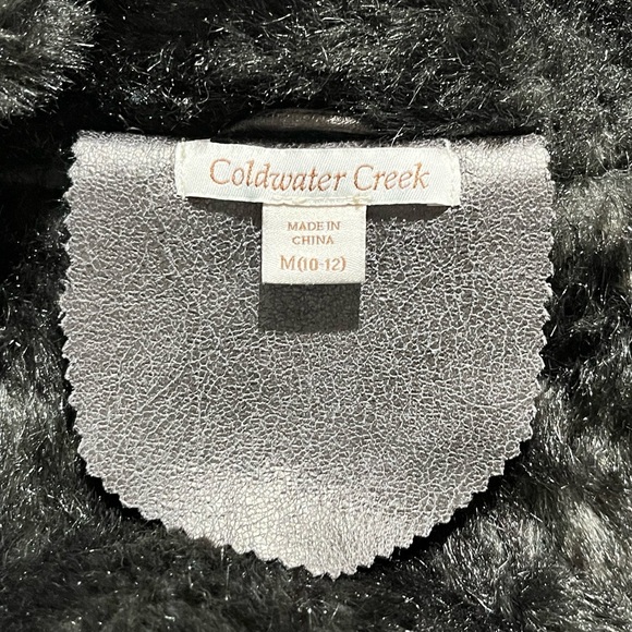 Coldwater Creek Metallic Faux Leather Fur Lined Jacket Pewter Relaxed Fit $230 - Picture 12 of 15